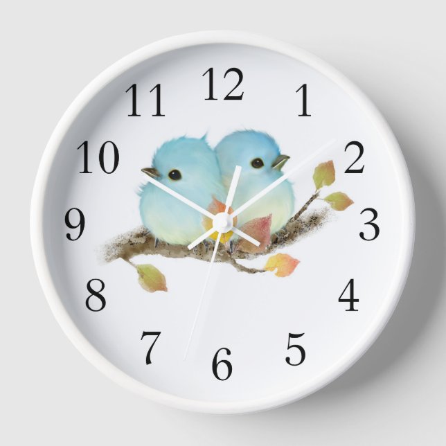 Bluebirds Home Decor Wall Clock (Front)
