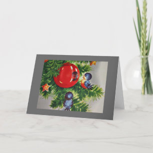 Bluebirds in a Christmas Tree Holiday Card