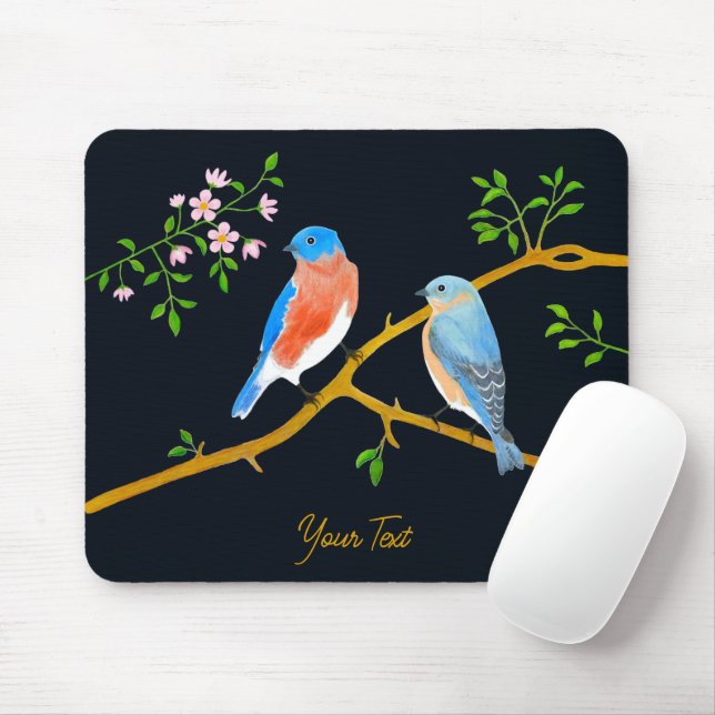 Bluebirds Mouse Pad (With Mouse)