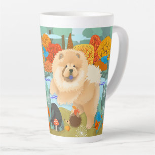 BLUEBIRDS OF HAPPINESS  Chow Latte Mug with text