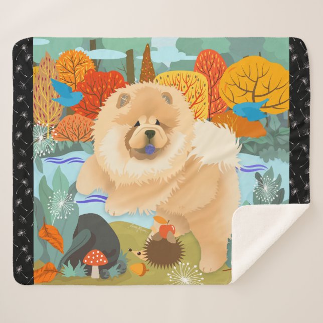 BLUEBIRDS OF HAPPINESS  Chow sherpa blanket (Front (Horizontal))