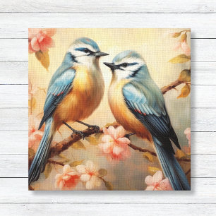 Bluebirds on Cherry Blossom Nature Lover Canvas Print