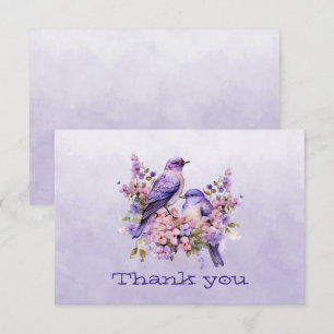 Bluebirds On Flowers Purple