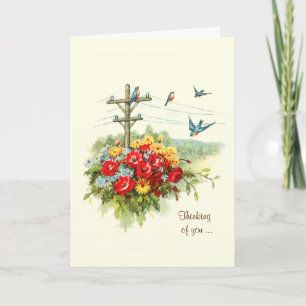 Bluebirds on Power Line Thinking of You Card