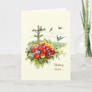 Bluebirds on Power Line Thinking of You Card