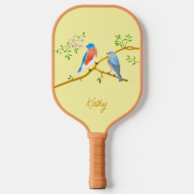 Bluebirds Pale Yellow Pickleball Paddle (Front)