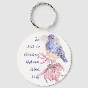 Bluebirds Quote Don't Stress, Can't do it all Key Ring