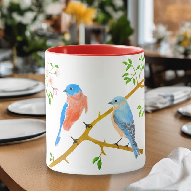 Bluebirds Red & White Mug (Creator Uploaded)