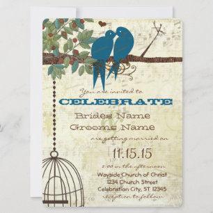 Bluebirds Sitting In a Tree Wedding Invite