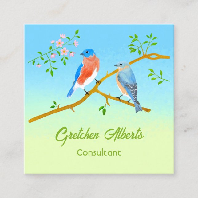 Bluebirds Square Business Card (Front)