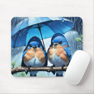 Bluebirds Under an Umbrella Mouse Pad