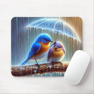 Bluebirds Under An Umbrella Mouse Pad