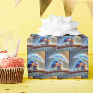 Bluebirds Under An Umbrella Wrapping Paper