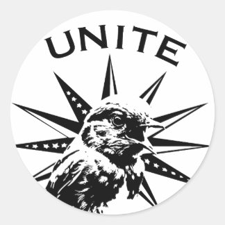 Bluebirds Unite Black and White Retro Zine Sticker