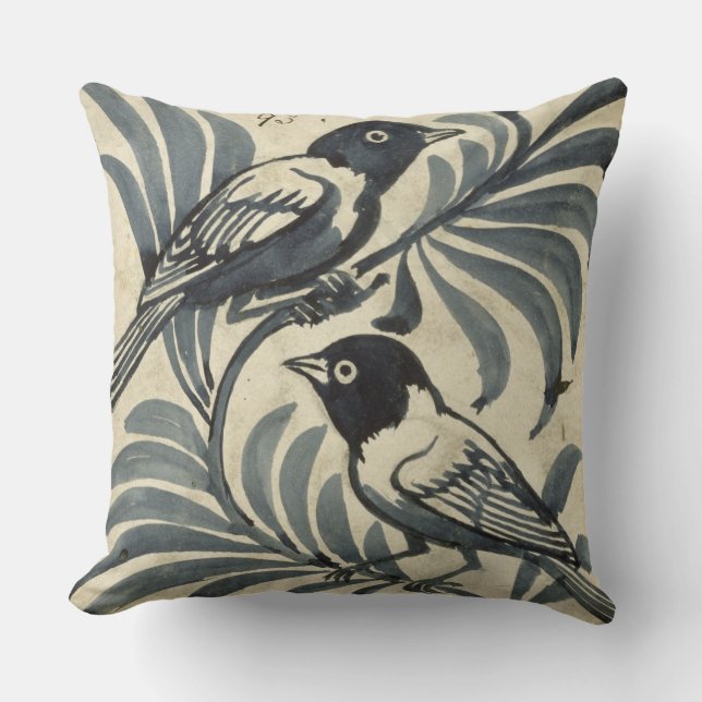 Bluebirds (w/c on paper) cushion (Front)