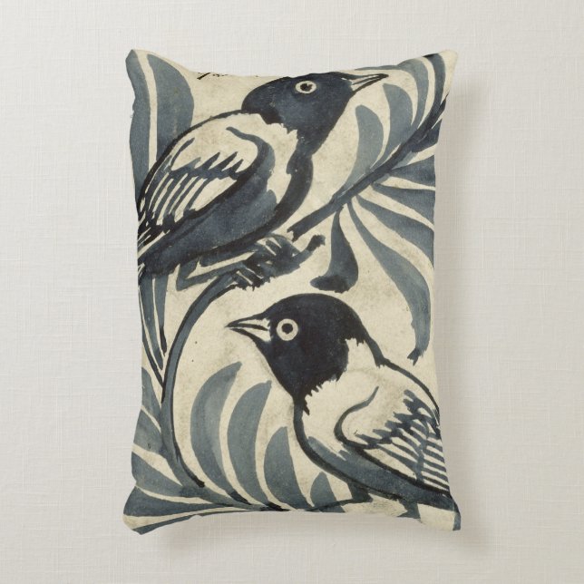 Bluebirds (w/c on paper) decorative cushion (Front(Vertical))