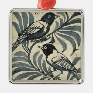 Bluebirds (w/c on paper) metal tree decoration
