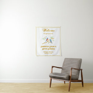 Bluebirds Wedding Backdrop Tapestry