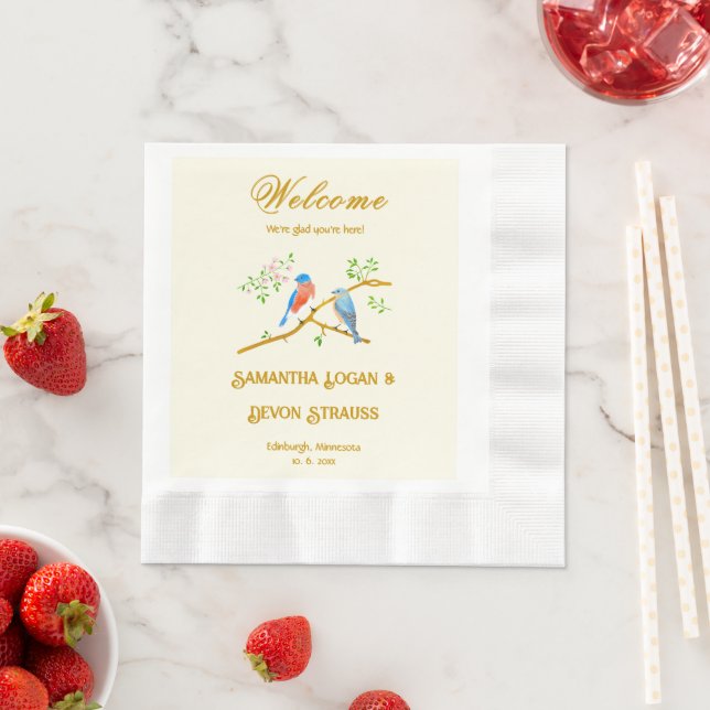 Bluebirds Wedding Napkins (Insitu)