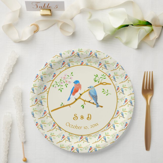 Bluebirds Wedding Paper Plate (Wedding)