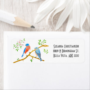 Bluebirds White Return Address Label