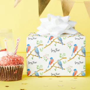 Bluebirds White Wrapping Paper
