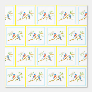 Bluebirds With Yellow an Blue Frames Wallpaper