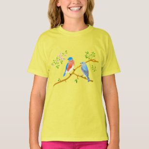 Bluebirds Yellow Girl's T-Shirt