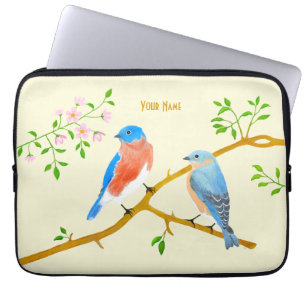 Bluebirds Yellow Laptop Sleeve