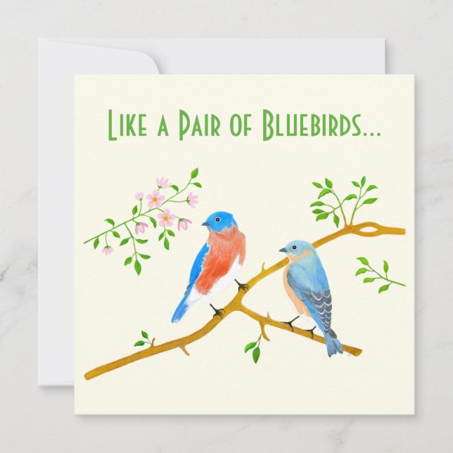 Bluebirds Yellow Valentine's Card (Front)