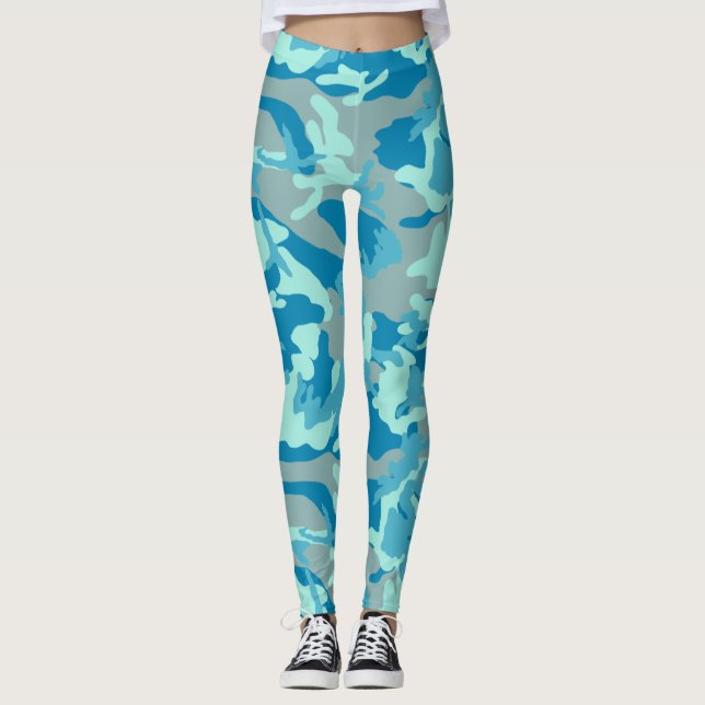 BlueBlast Camo Pattern Leggings (Front)