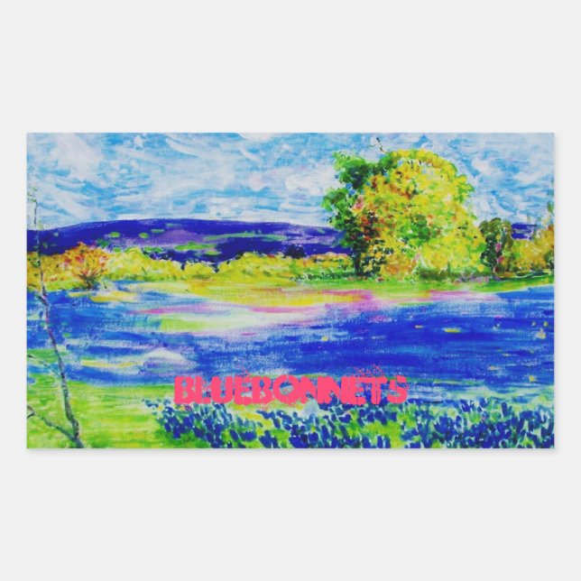 bluebonnet art rectangular sticker (Front)