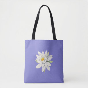 Bluebonnet Bluish-Purple with white waterlily Tote Bag