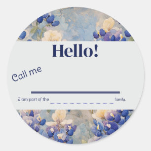 Bluebonnet, Boho Country, Self Introduction Classic Round Sticker