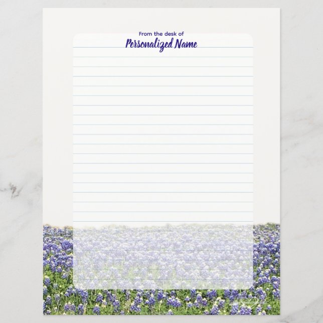 Bluebonnet Field Lined Paper Sheet (Front)