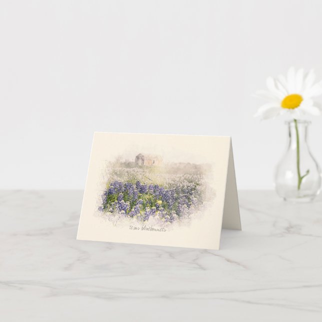Bluebonnet Field Sketched Watercolor Card (Small Plant)
