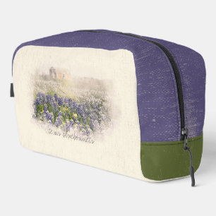 Bluebonnet Field Sketched Watercolor Dopp Kit