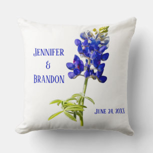 Bluebonnet Floral on White, Wedding Cushion