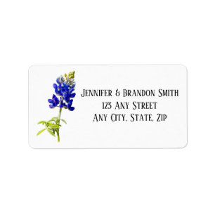 Bluebonnet Floral on White, Wedding Label
