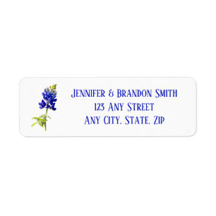 Bluebonnet Floral on White, Wedding Return Address Label