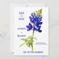 Bluebonnet Floral on White, Wedding Save the Date,