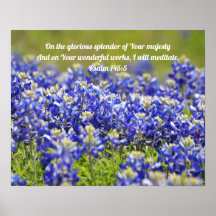 Bluebonnet Flowers Scripture Poster