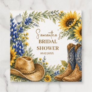 Bluebonnet Texas Sunflower Boho Bridal Shower Favour Tags