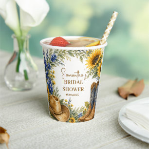 Bluebonnet Texas Sunflower Boho Bridal Shower Paper Cups