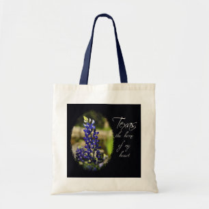 Bluebonnet "Texas the Home of My Heart" Tote Bag