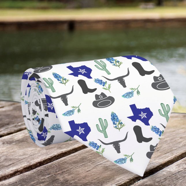Bluebonnet Texas Wildflower Watercolor Pattern Tie (Creator Uploaded)