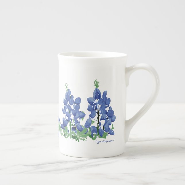 Bluebonnet Wild Flowers, Texas Flowers Bone China Mug (Right)