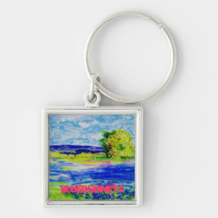 bluebonnet wildflowers art key ring