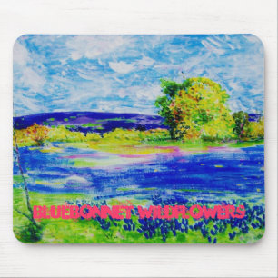bluebonnet wildflowers art mouse pad