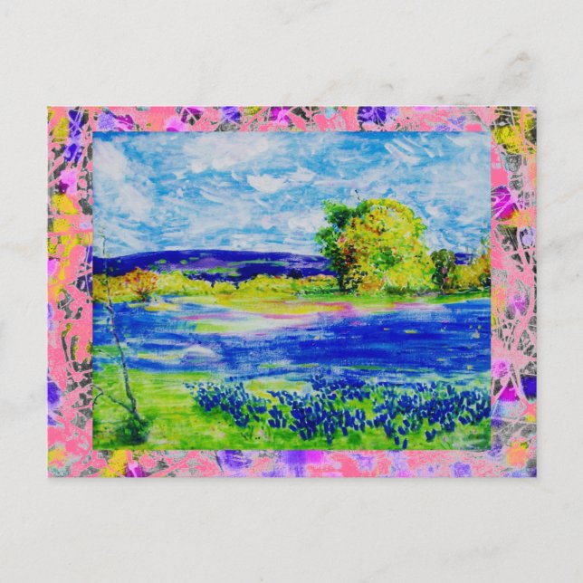 bluebonnet wildflowers drip postcard (Front)